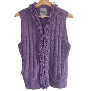 Vintage Curio Textured Purple Sweater Vest Size Large
